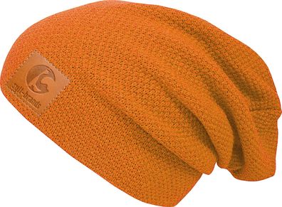 Sylt Brands Long Beanie Mütze in Senfgelb mit Lederpatch (EU Produktion) - Exklusiv