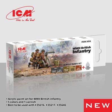 ICM 3054 Acrylic Paint Set for WWII British infantry 6 x12 ml