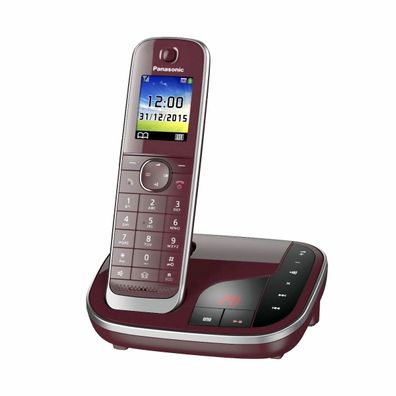 Panasonic Schnurlostelefon mit AB KX-TGJ320GR weinrot schnurloses Telefon
