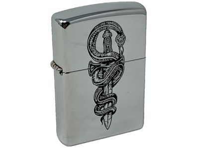 ZIPPO® - TATTOO Motiv - SNAKE & KNIFE - Feuerzeug Lighter graviert - INKgrafiX®