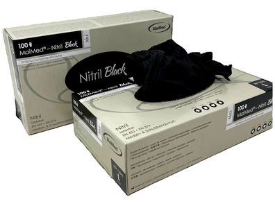 INKgrafiX® MaiMed Nitril-Einweghandschuhe "NITRIL BLACK" Puderfrei 200Stk. L - 8