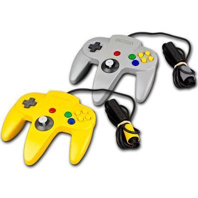 2 original N64 Controller unausgeleiert - Grau + Gelb - N64