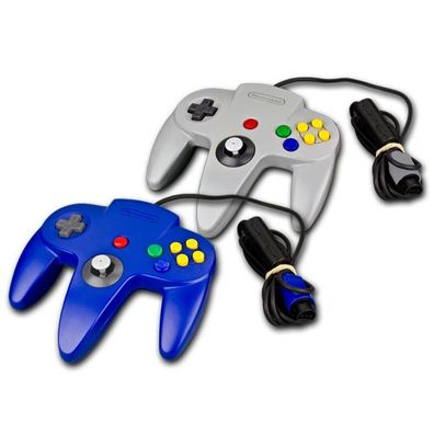 2 Original N64 Controller Unausgeleiert - GRAU + BLAU - N64