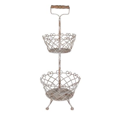 Clayre & Eef Etagere Ø 28x74 cm Weiß Braun Eisen (Gr. Ø 28x74 cm)