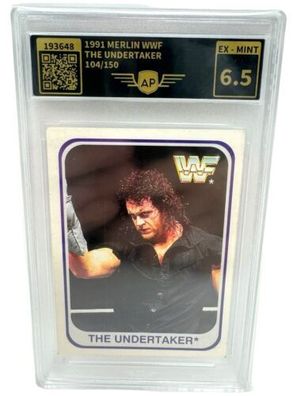 Undertaker Ex-Mint WWF WWE Merlin Card 1991 AP graded no PSA INKgrafix Toys A241