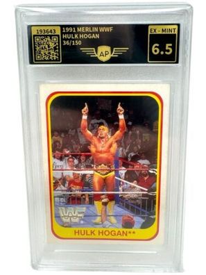 HULK HOGAN EX-MINT WWF WWE Merlin Card 1991 AP graded no PSA INKgrafix Toys A241