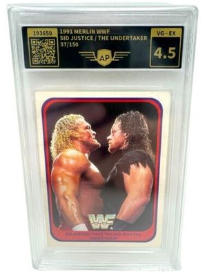 Undertaker & SID - WWF WWE Merlin Card 1991 AP graded no PSA INKgrafix Toys A241