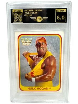 HULK HOGAN EX-MINT WWE Merlin Card 1991 AP graded no PSA WWF INKgrafix Toys A241