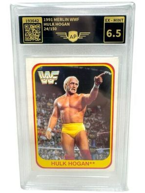 HULK HOGAN EX-MINT WWF Merlin Card 1991 AP graded no PSA WWE INKgrafix Toys A241