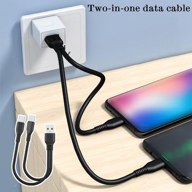 Kurzes Multi Typ C Ladekabel 2 in 1 Mehrfach USB Schnellladekabel^ (Gr. As shown)