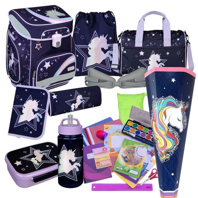 Ranzen-Set Dreamland Scooli 23-teilig Pailletten inkl Einhorn-Sporttasche uvm EasyFit