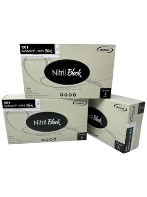 INKgrafiX® MaiMed Nitril-Einweghandschuhe "NITRIL BLACK" Puderfrei 300Stk. L - 8