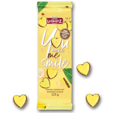 Lambertz Mandel-Herzen mit Bananen-Glasur, 'You make me smile', 125g