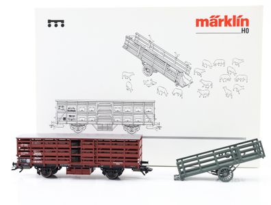 Märklin H0 46162 Wagenset Vieh-Verschlagwagen mit Figuren DRB / NEM