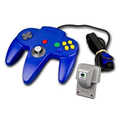 N64 Controller Unausgeleiert in BLAU + RUMBLE PAK