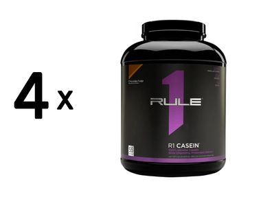 4 x Rule1 R1 Casein Protein (4lbs) Chocolate Fudge