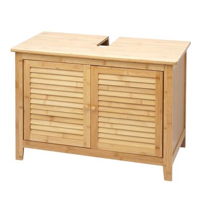 Waschbeckenunterschrank HWC-B18, Badezimmer Badschrank, Bambus