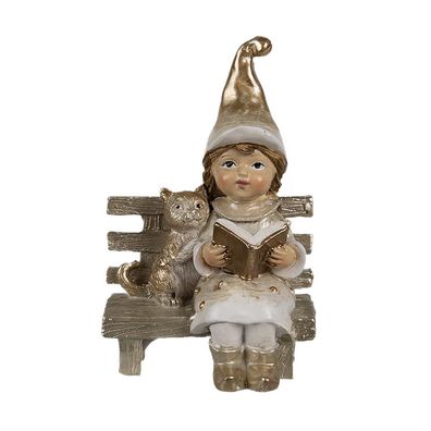 Clayre & Eef Dekorationsfigur Zwerg 9 cm Beige Kunststoff (Gr. 6x5x9 cm)