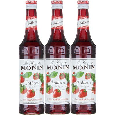 Monin Erdbeer Sirup mit einem Aroma nach Erdbeeren 700ml 3er Pack