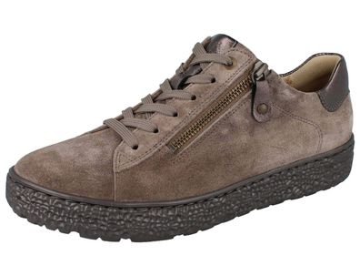 Hartjes Phil Damen Sneaker Halbschuhe Schnürschuhe braun muskat haselnuss Velours