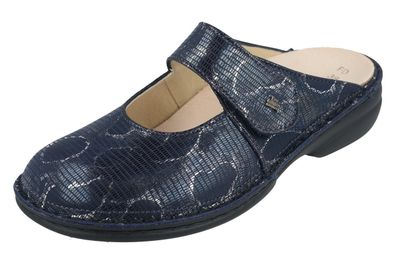 FINN Comfort Stanford Damen Clogs blau marine Teyus Glattleder