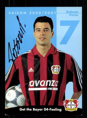 Robson Ponte Autogrammkarte Bayer Leverkusen 2000-01 Original Signiert