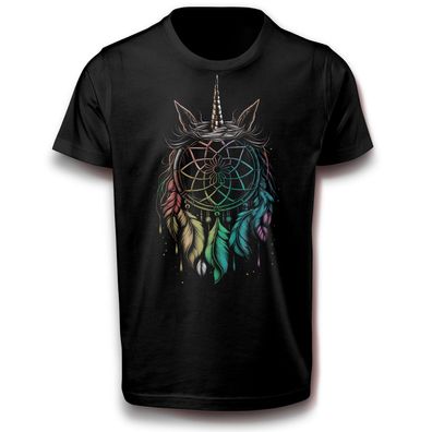 Traumfänger Dreamcatcher Einhorn Fabelwesen Fun Fantasie Magie T-Shirt Baumwolle Spaß