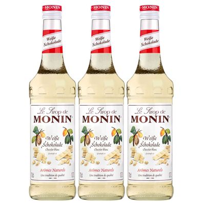 Monin Chocolat weiß Sirup aus Kakaobutter süss und fein 700ml 3er Pack