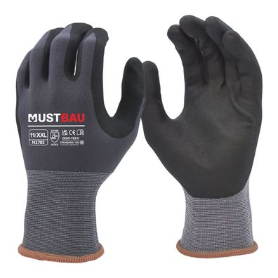 Mustbau Arbeitshandschuhe 3Pack, utschfest Garten-, Montagehandschuhe, N388, L