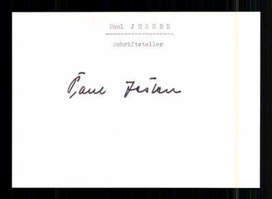 Paul Jessen 1896-1976 Deutscher Schriftsteller Original Signiert # BC 213670