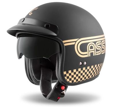 Jethelm Roller Helm Motorradhelm Oxygen Rondo Cassida schwarz matt Sonnenvisier