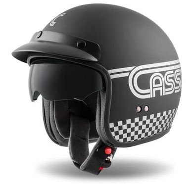 Jethelm Roller Helm Motorradhelm Oxygen Rondo Cassida schwarz matt Sonnenvisier