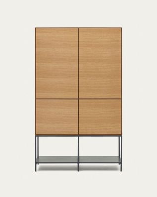 Highboard Vedrana 97,5 x 160 x 40 cm Eichenfurnier und MDF Schrank Wohnzimmer