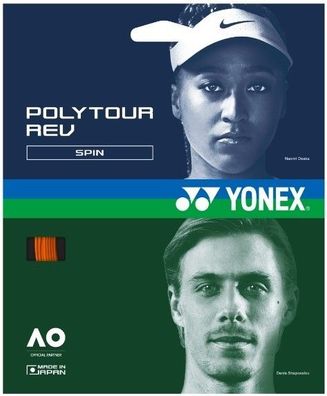 Yonex Poly Tour REV Orange 12 m 1,25 mm Tennissaiten Tennis Strings