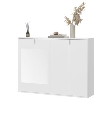 Kommode Mehrzweckschrank weiß Hochglanz Sideboard Schuhschrank SystemX