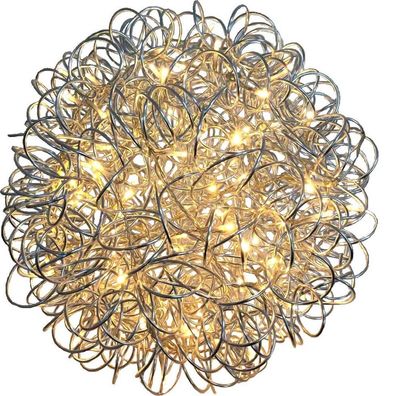 LED 3D-Kugel Aluminiumgeflecht "Galax silber" warmweiß 30cm 1086