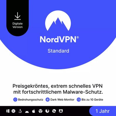 NordVPN Standard (Basis)| 10 Geräte|1 Jahr|Download|eMail|ESD