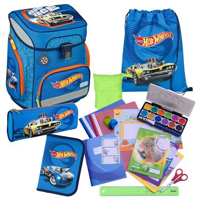 Scooli Schulranzen HOT WHEELS 18 Teile-Set mit Turnbeutel, gefüllter Federmappe uvm
