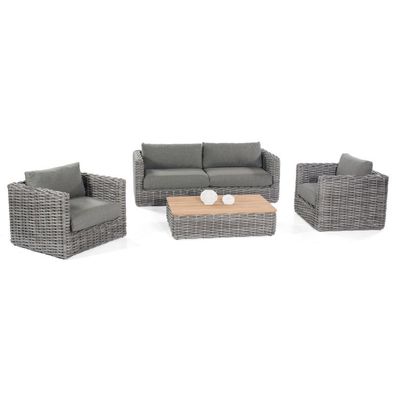 Sonnenpartner 4-teilige Lounge-Sitzgruppe Sands Aluminium mit Polyrattan charcoal Lo