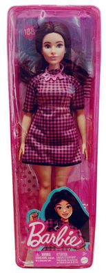 Barbie Fashionistas HBV20 lange Braune Haare Kariertes Hemd Pinke Halskette Rosa