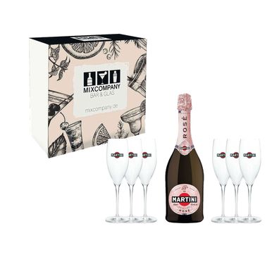 Martini Rose Geschenkset 0,75L (11,5% vol.) Set inkl. 6 Gläser und Geschenkbox