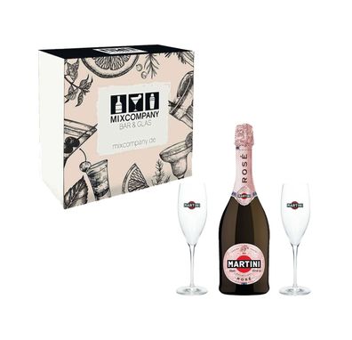 Martini Rose 0,75L Geschenkset (11,5% vol.) Set inkl. 2 Gläser und Geschenkbox