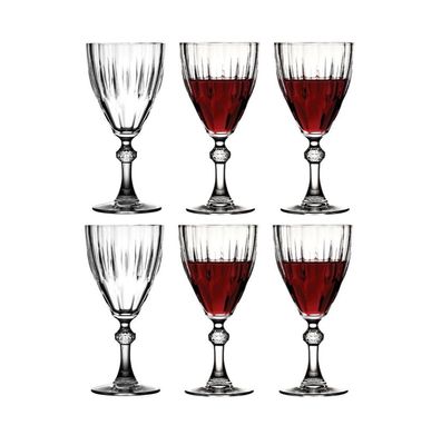 Pasabahce 44777 Diamant Wein/ Wasser Wasserglas 300ml Kelchen Set von 6 Gläser