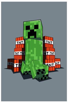 Minecraft Fleecedecke Kinderdecke Green Creeper TNT 100 x 150 cm