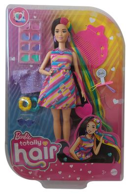 Mattel HCM90 Barbie Totally Hair Star mit pink, gelb, grünen und schwarzen Haare