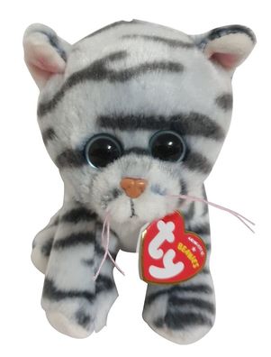 TY 42304 Tabby Cat Millie, Katze grau 15cm, Beanie Babies, Plüschtier getigert