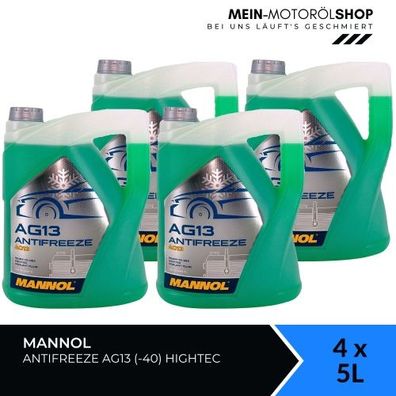 Mannol Antifreeze Kühlerfrostschutz AG13 (-40 °C) Hightec 4x5 Liter