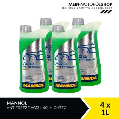 Mannol Antifreeze Kühlerfrostschutz AG13 (-40 °C) Hightec 4x1 Liter