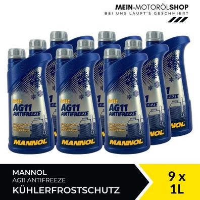 Mannol Antifreeze AG11 Frostschutz Konzentrat 9x1 Liter