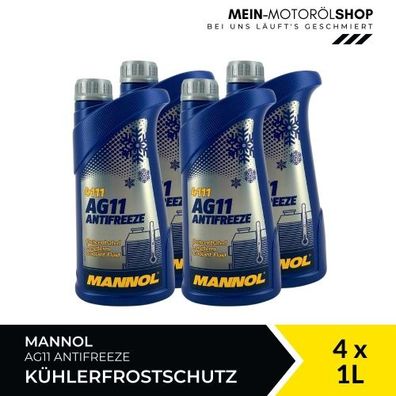 Mannol Antifreeze AG11 Frostschutz Konzentrat 4x1 Liter